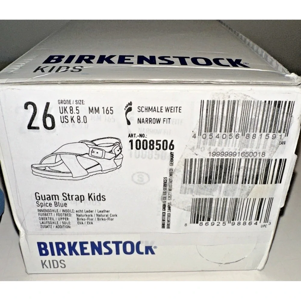 Birkenstock Kids EU 26 US K8 Guam Criss Cross Strap‎ Sandals Spice Blue